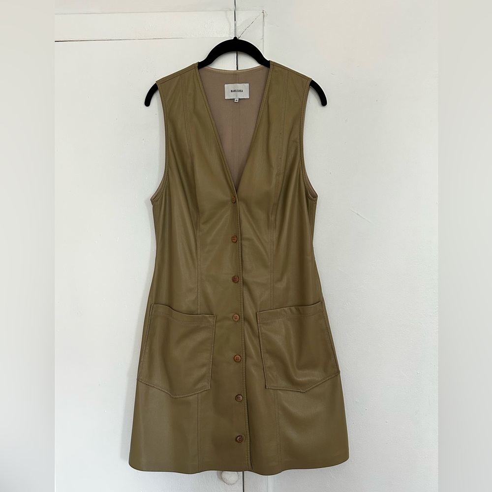 Nanushka - vegan leather button-down mini dress - M